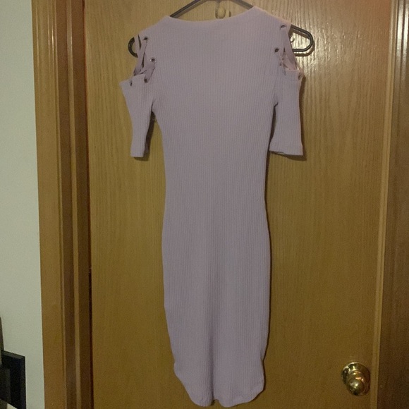 Contemporary Lavender Fitted Ribbed Dress - Picture 2 of 7